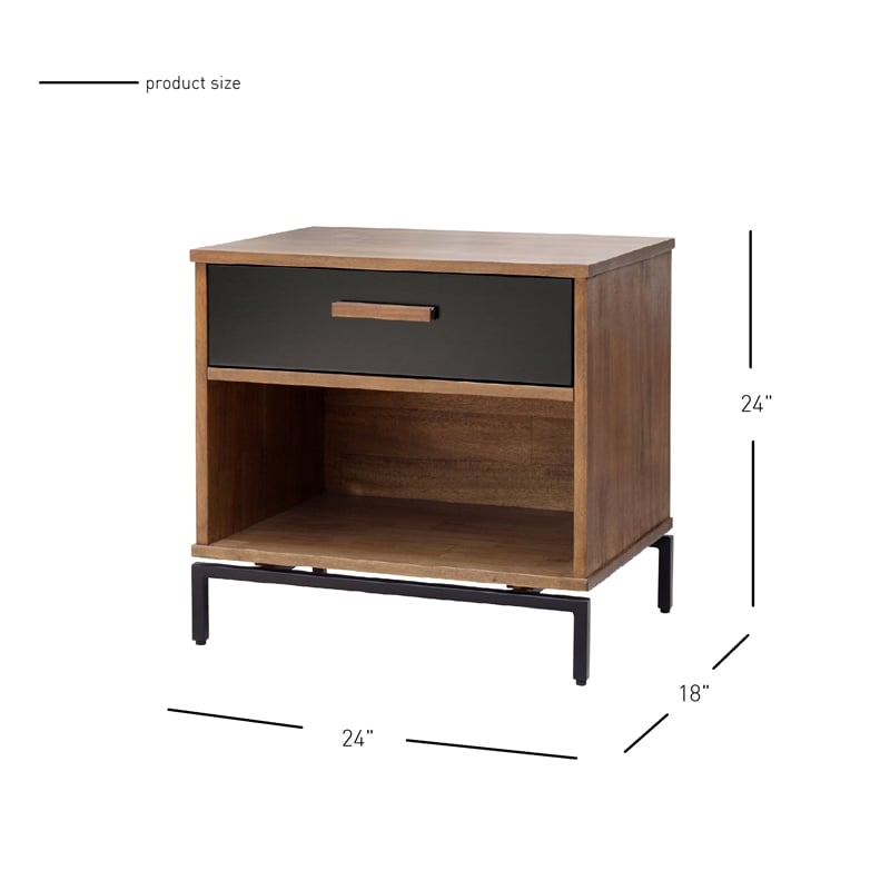 NPD Furniture Bellevue 1-drawer Wood End Table in Monterey Brown/Graphite