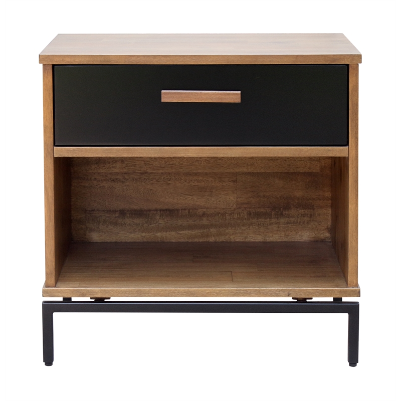 NPD Furniture Bellevue 1-drawer Wood End Table in Monterey Brown/Graphite
