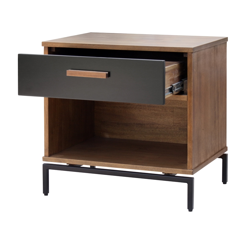 NPD Furniture Bellevue 1-drawer Wood End Table in Monterey Brown/Graphite