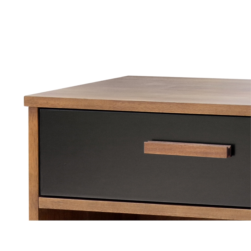 NPD Furniture Bellevue 1-drawer Wood End Table in Monterey Brown/Graphite