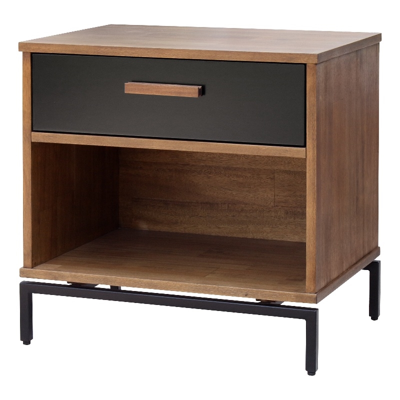 NPD Furniture Bellevue 1-drawer Wood End Table in Monterey Brown/Graphite