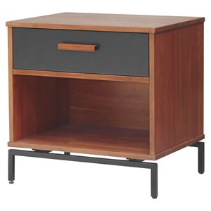 New Pacific Direct Bellevue 1-drawer Wood End Table in Monterey Brown/Graphite