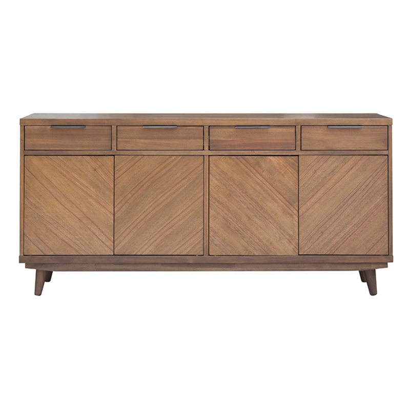 NPD Furniture Piero Wood Buffet with 4 Drawers and 4 Doors in Brown