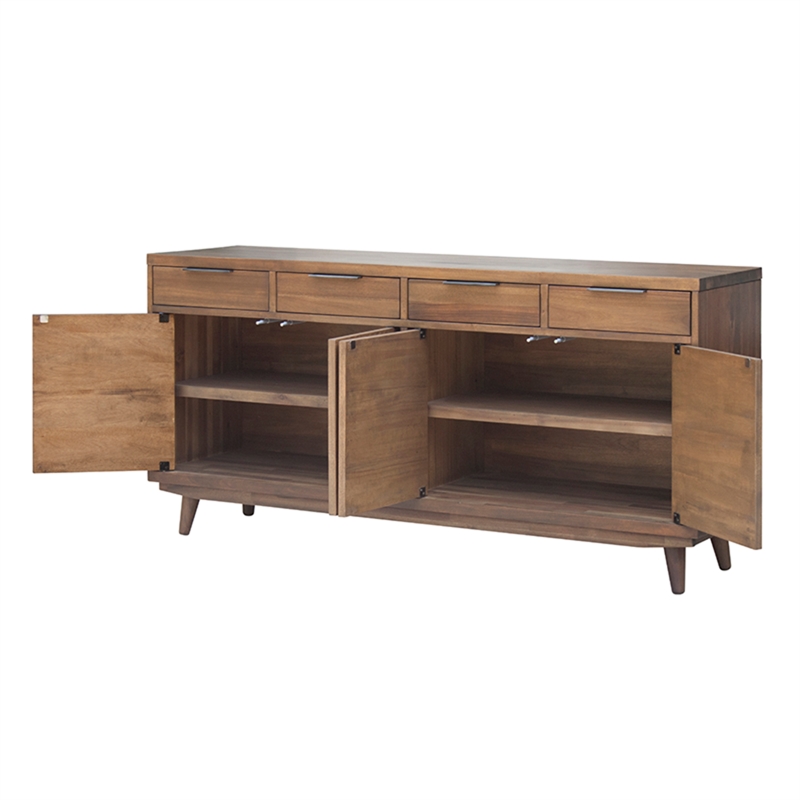 NPD Furniture Piero Wood Buffet with 4 Drawers and 4 Doors in Brown