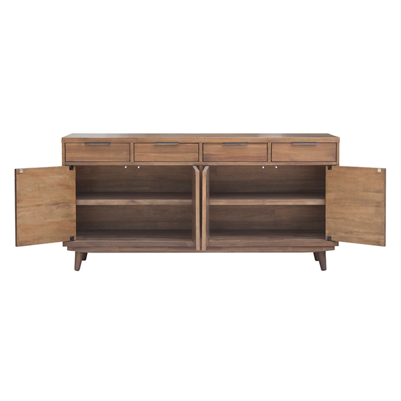 NPD Furniture Piero Wood Buffet with 4 Drawers and 4 Doors in Brown