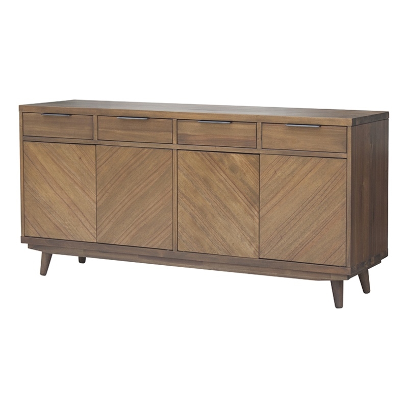 NPD Furniture Piero Wood Buffet with 4 Drawers and 4 Doors in Brown