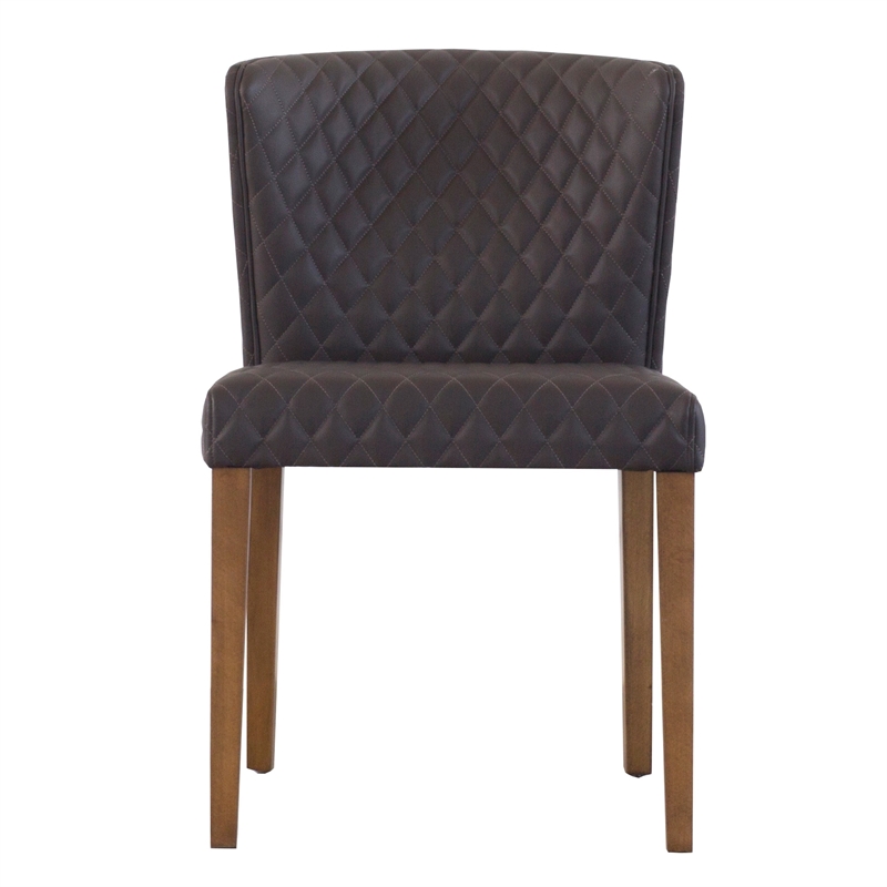 NPD Furniture Albie KD Diamond Stitching Chair in Cocoa Gray (Set of 2)