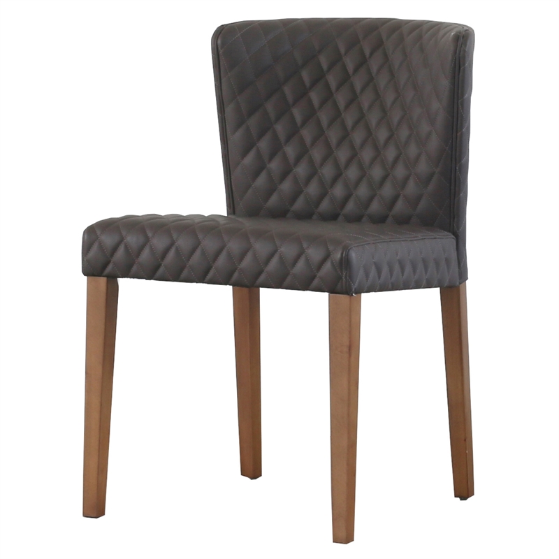 NPD Furniture Albie KD Diamond Stitching Chair in Cocoa Gray (Set of 2)