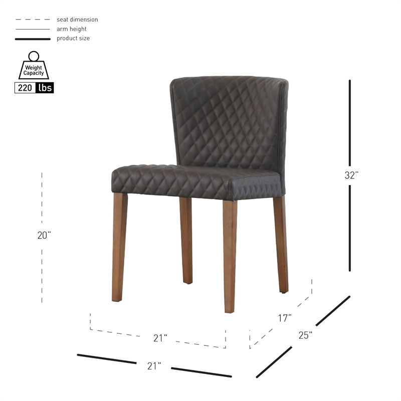 NPD Furniture Albie KD Diamond Stitching Chair in Cocoa Gray (Set of 2)