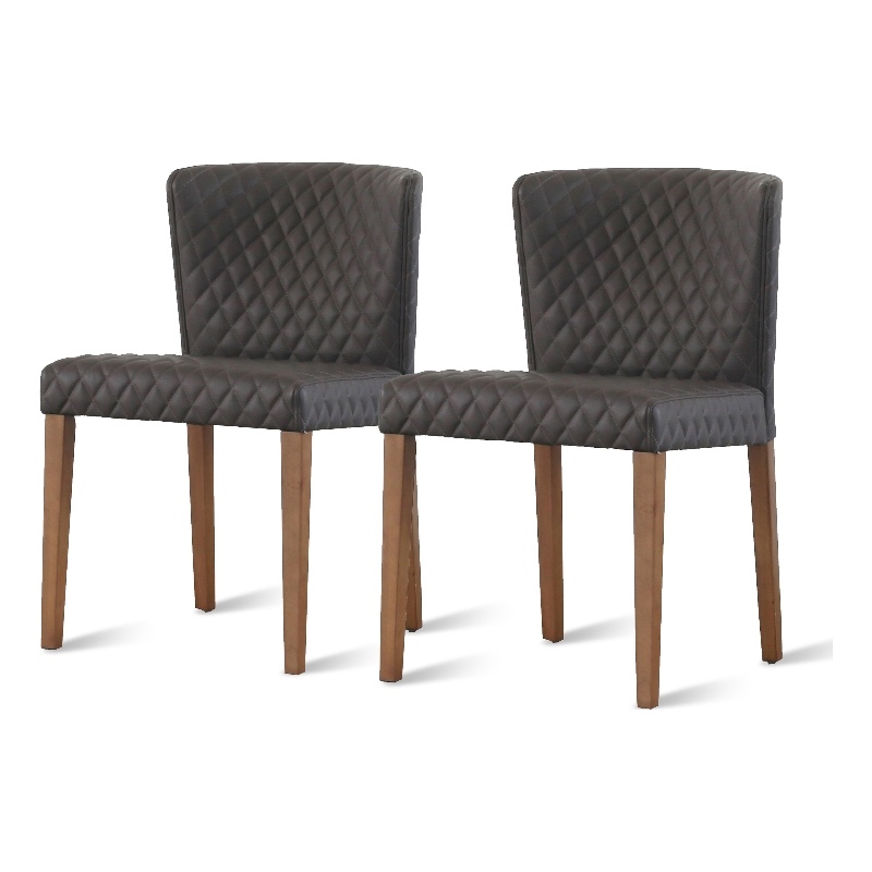 NPD Furniture Albie KD Diamond Stitching Chair in Cocoa Gray (Set of 2)