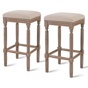 New Pacific Direct Ernie 26.5&quot Fabric Counter Stool in Cream (Set of 2)