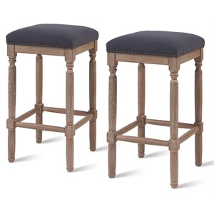 NPD Furniture Ernie 26.5&quot Fabric Counter Stool in Black (Set of 2)