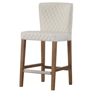 New Pacific Direct Albie 25.5&quot PU Diamond Stitching Counter Stool in Off White
