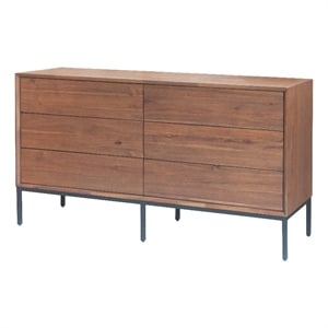 NPD Furniture Hathaway 57&quot 6-drawer Wood Dresser in Newton Brown/Black
