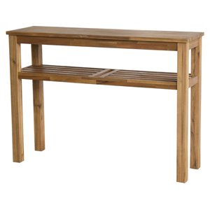 New Pacific Direct Tiburon 43.5&quot Wood Console Table with Shelf in Brown/Amber