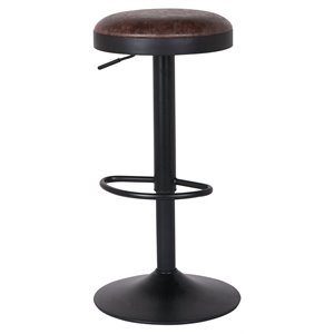 New Pacific Direct Juno 33&quot PU Leather Swivel Bar Stool in Brown (Set of 2)