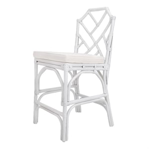 NPD Furniture Kara 26&quot Rattan Counter Stool in White (Set of 2)
