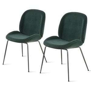 NPD Furniture Lucy 18.5&quot Velvet Fabric Chair in Dark Green (Set of 2)
