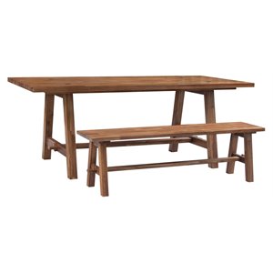 New Pacific Direct Bedford 79&quot Rectangular Wood Dining Table in Brown