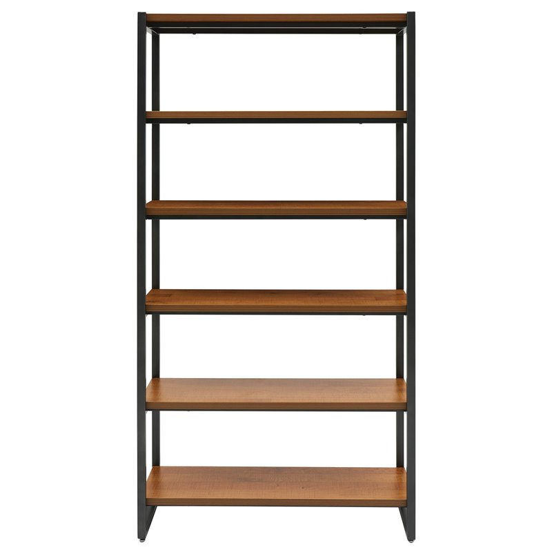 New Pacific Direct Anderson 6-tier Metal Bookcase in Gliese Brown/Gunmetal