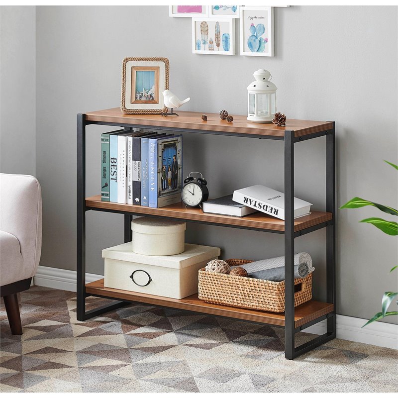 New Pacific Direct Anderson 3-tier Metal Bookcase in Gliese Brown/Gunmetal
