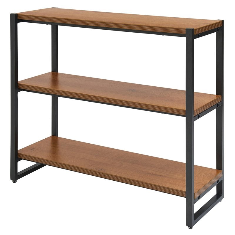 New Pacific Direct Anderson 3-tier Metal Bookcase in Gliese Brown/Gunmetal