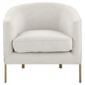 New Pacific Direct Harrod 19.5&quot Fabric Accent Arm Chair in Beige/Antique Gold