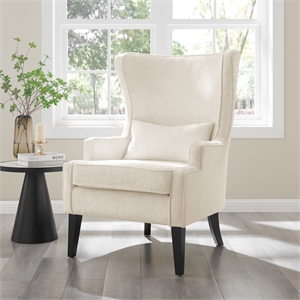 New Pacific Direct Clementine KD 21&quot Fabric Wing Accent Arm Chair in Opus Cream
