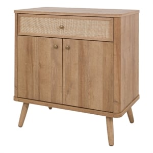 New Pacific Direct Thelma Rattan Small Cabinet 1 Drawer + 2 Doors in Natural Oak