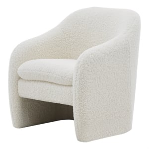 NPD Furniture Zella 19.5&quot Faux Shearling Fabric Accent Arm Chair in Beige