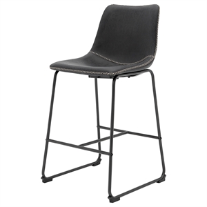New Pacific Direct Vesta KD 26.5&quot PU Counter Stool in Vintage Black (Set of 2)