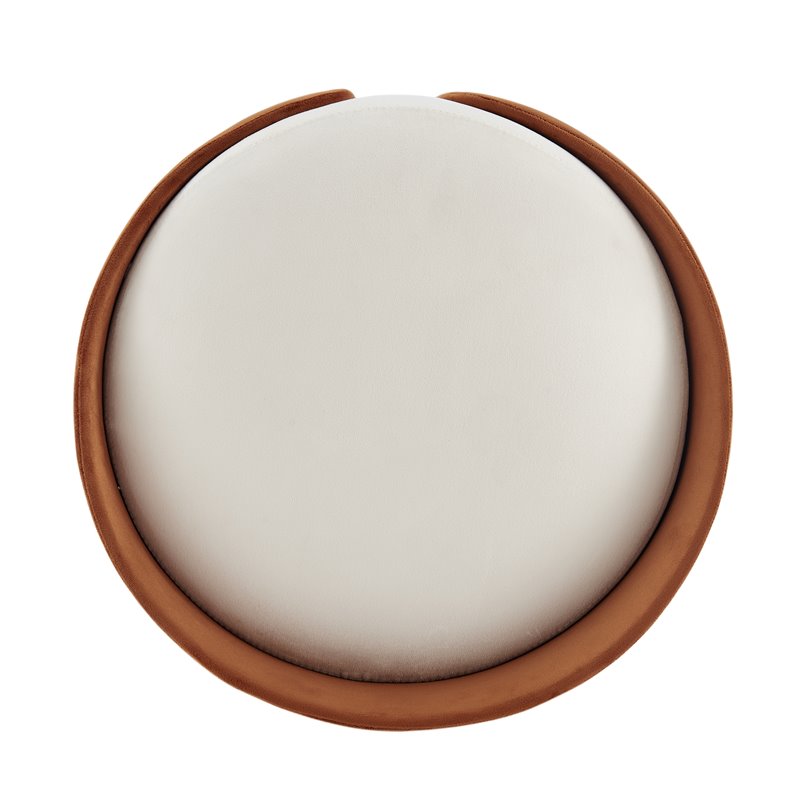 New Pacific Direct Vinda Velvet Fabric Ottoman in Orange/Beige