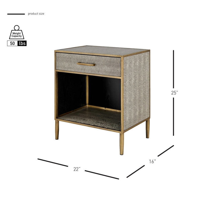 NPD Furniture Arista MDF and Painted Steel Side/End Table in Gray