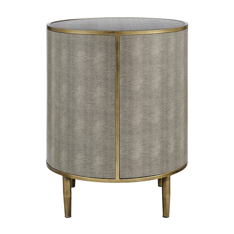 NPD Furniture Loretta MDF and Painted Steel Side/End Table in Gray