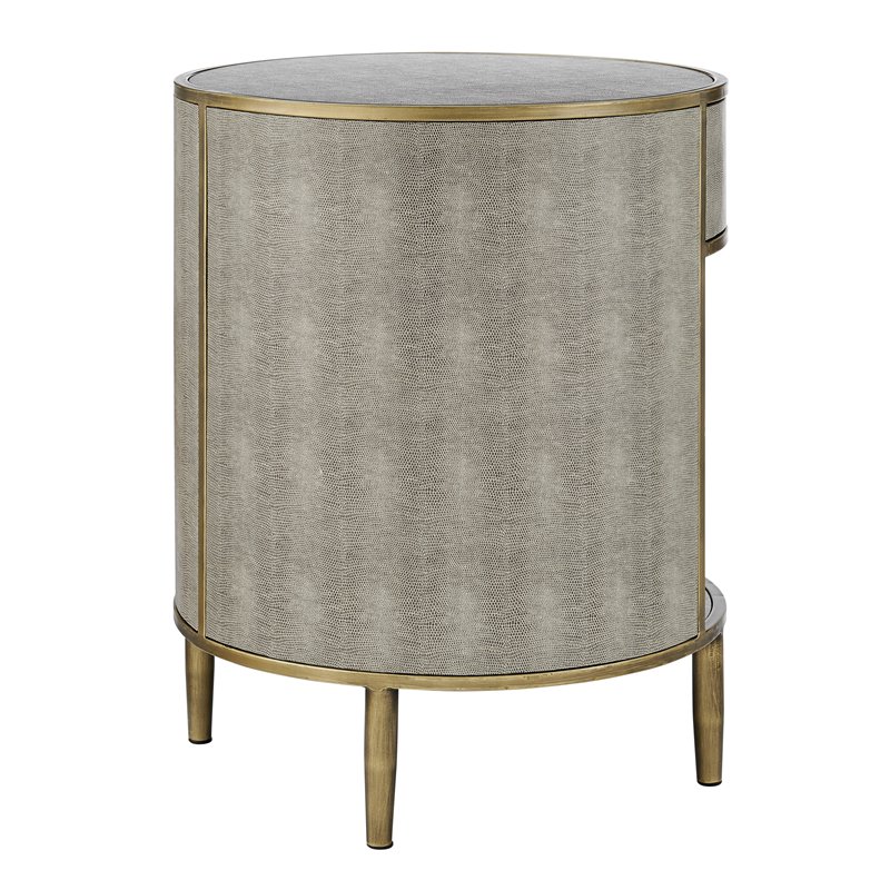 NPD Furniture Loretta MDF and Painted Steel Side/End Table in Gray