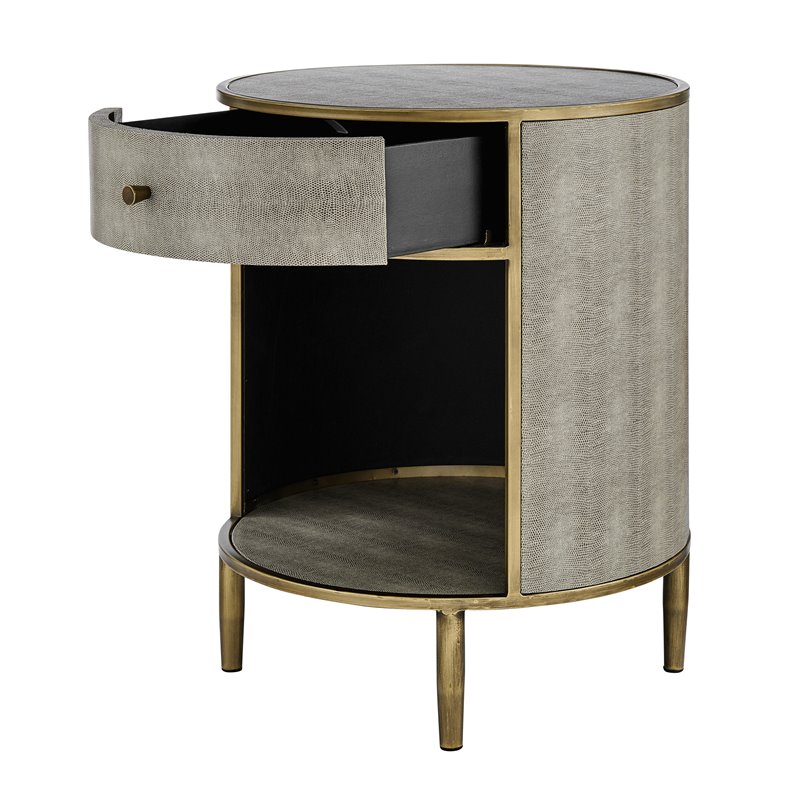 NPD Furniture Loretta MDF and Painted Steel Side/End Table in Gray