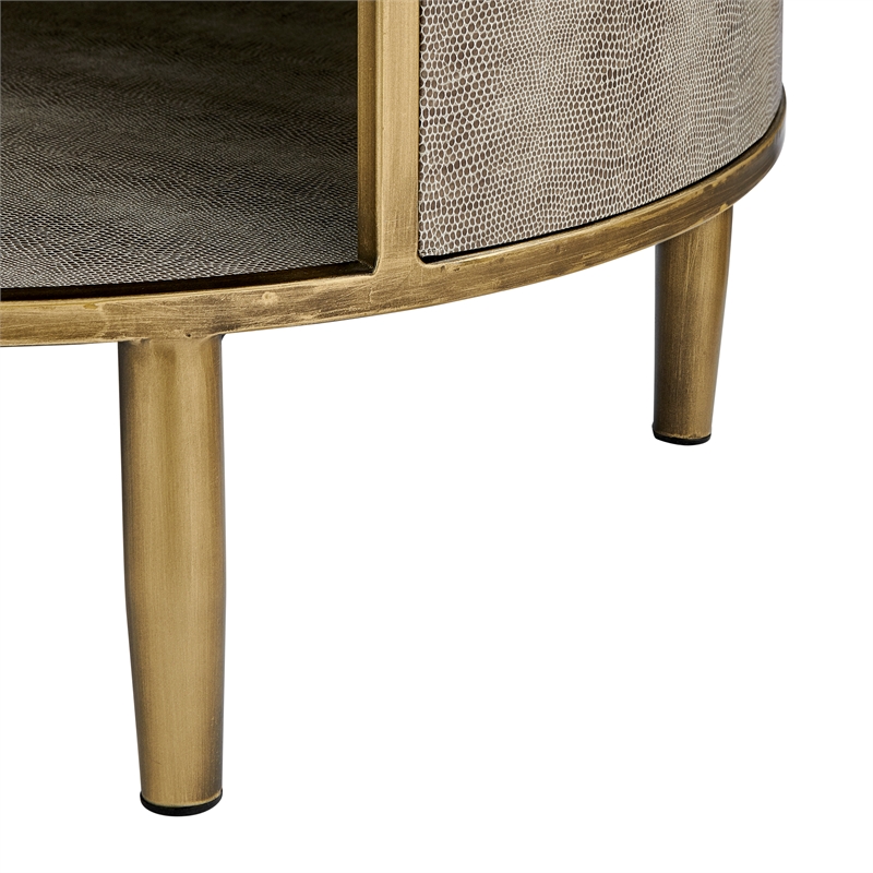 NPD Furniture Loretta MDF and Painted Steel Side/End Table in Gray