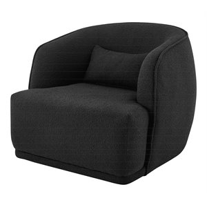 New Pacific Direct Steward 17.7&quot Fabric Plywood Swivel Accent Chair in Black