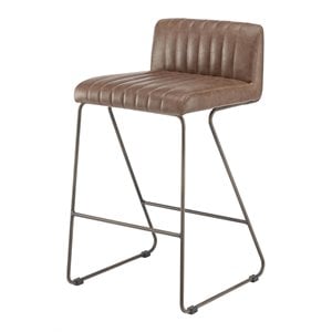 New Pacific Direct Raoul 26&quot PU Plywood Counter Stool in Antique Cigar Brown