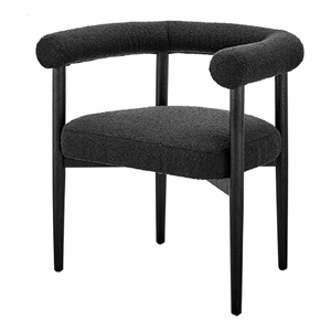 New Pacific Direct Keanu 19.5&quot Fabric & Wood Dining Side Chair in Boucle Black