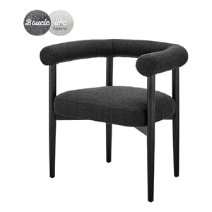 NPD Furniture Keanu 19.5&quot Fabric & Wood Dining Side Chair in Boucle Black