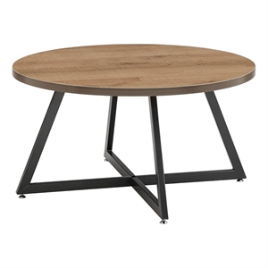 new pacific direct courtdale round wood coffee table in gliese brown/gunmetal