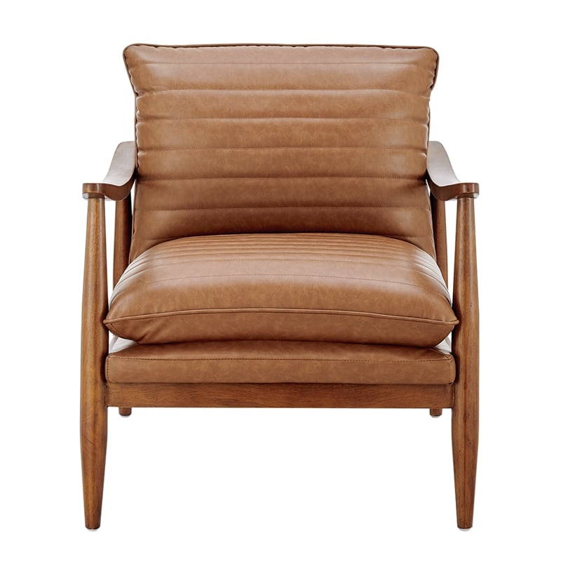 NPD Furniture Edmond Faux Leather Accent Arm Chair in Vintage Cider Brown