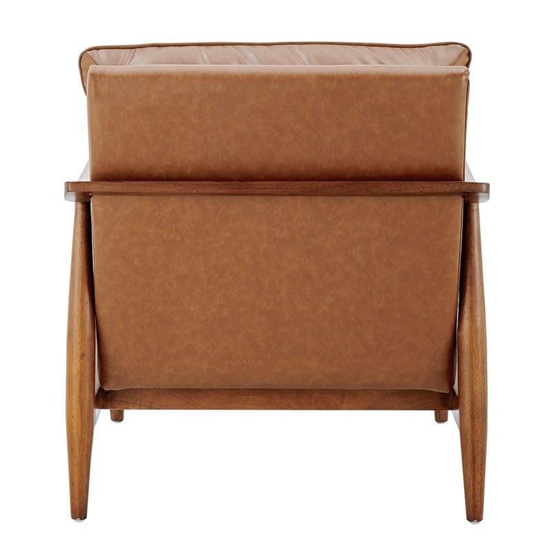 NPD Furniture Edmond Faux Leather Accent Arm Chair in Vintage Cider Brown