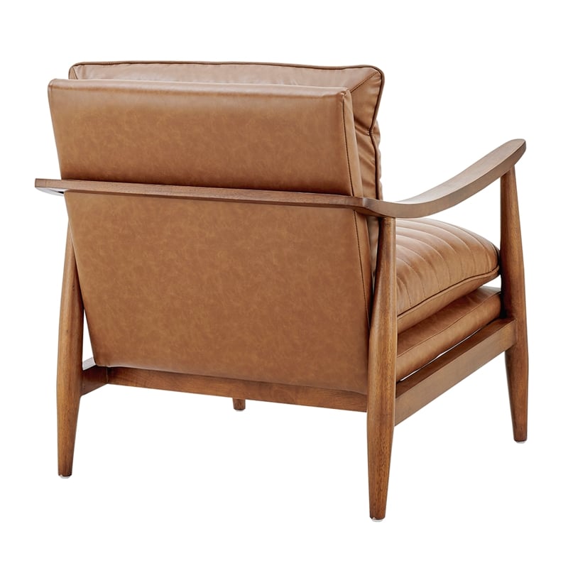 NPD Furniture Edmond Faux Leather Accent Arm Chair in Vintage Cider Brown
