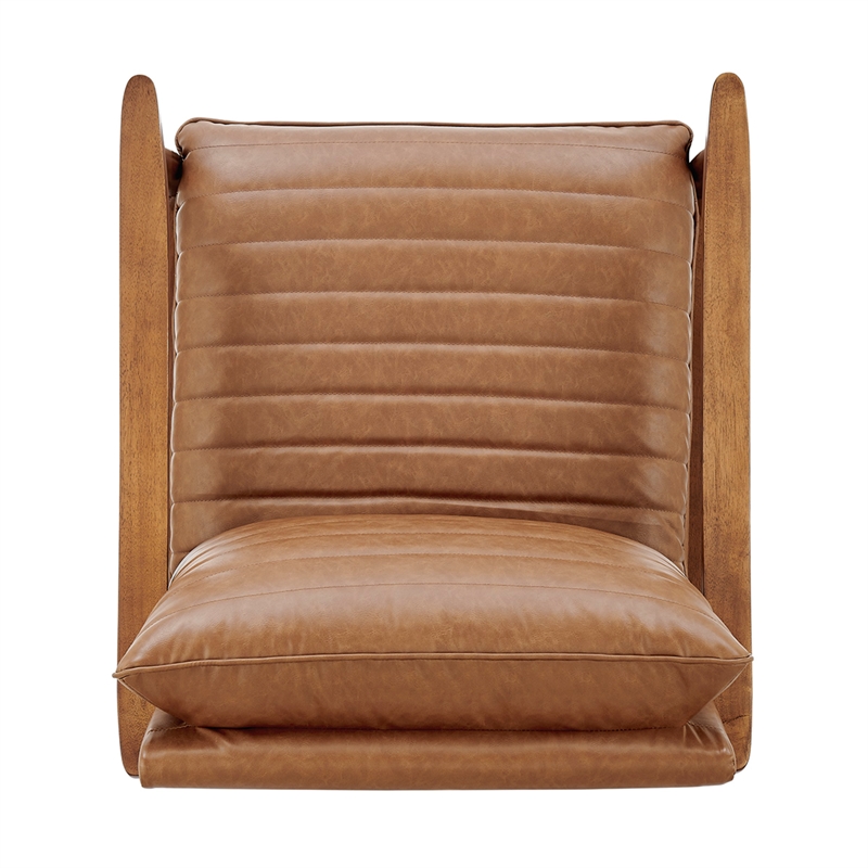 NPD Furniture Edmond Faux Leather Accent Arm Chair in Vintage Cider Brown