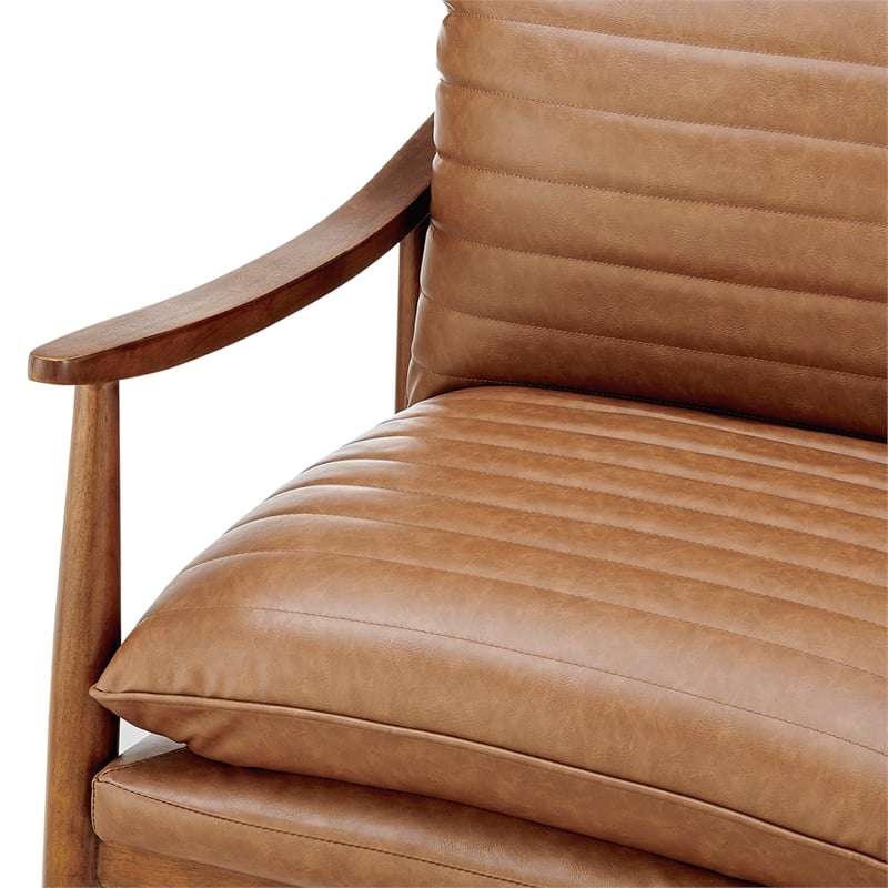 NPD Furniture Edmond Faux Leather Accent Arm Chair in Vintage Cider Brown