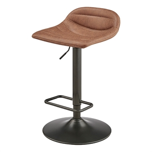 New Pacific Direct Koa 33&quot Swivel Faux Leather Bar Stools in Brown (Set of 2)