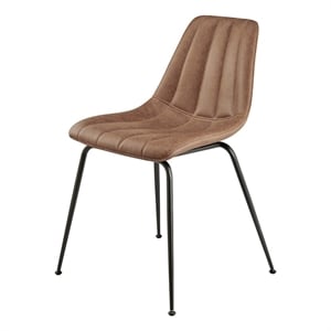 NPD Furniture Robert 19&quot Faux Leather Dining Side Chair in Brown (Set of 4)