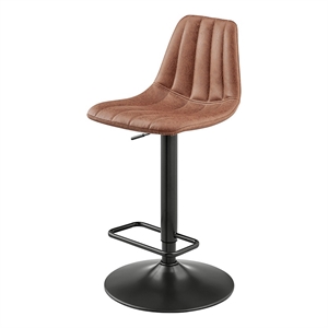 New Pacific Direct Robert 34&quot Faux Leather Swivel Bar Stools in Brown (Set of 2)